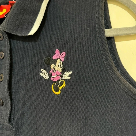 Women’s  Disney Brand Vintage 90’s Minnie Mouse Collared Navy Tank Top Size: M - Picture 4 of 15